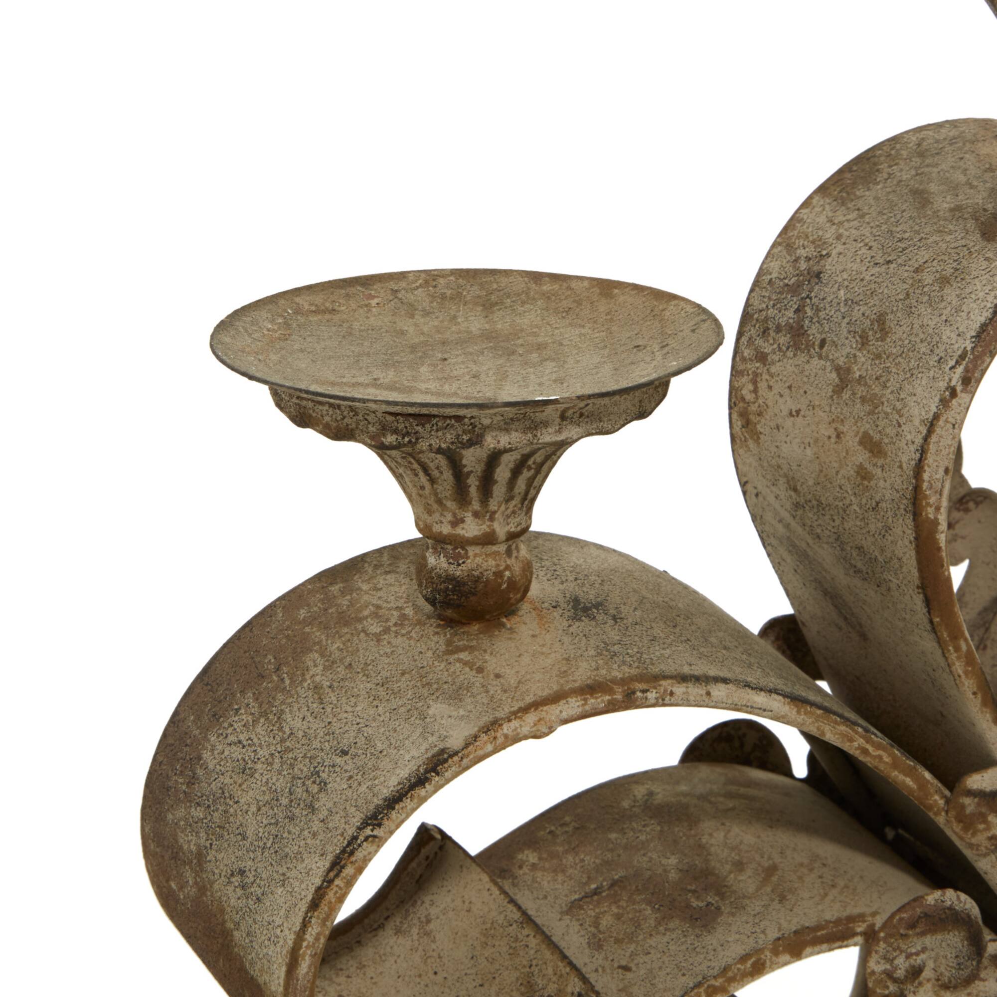 23'' Gray Iron Rustic Candle Holder